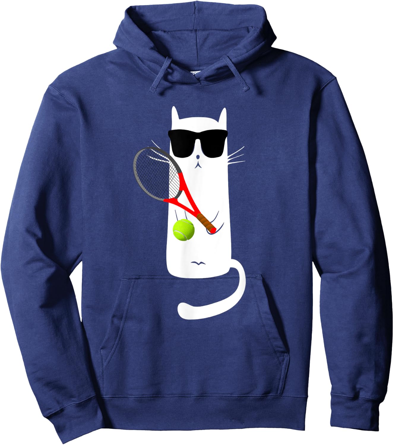 Funny Cat Wearing Sunglasses Playing Tennis Hoodie - Hoodie | Navy