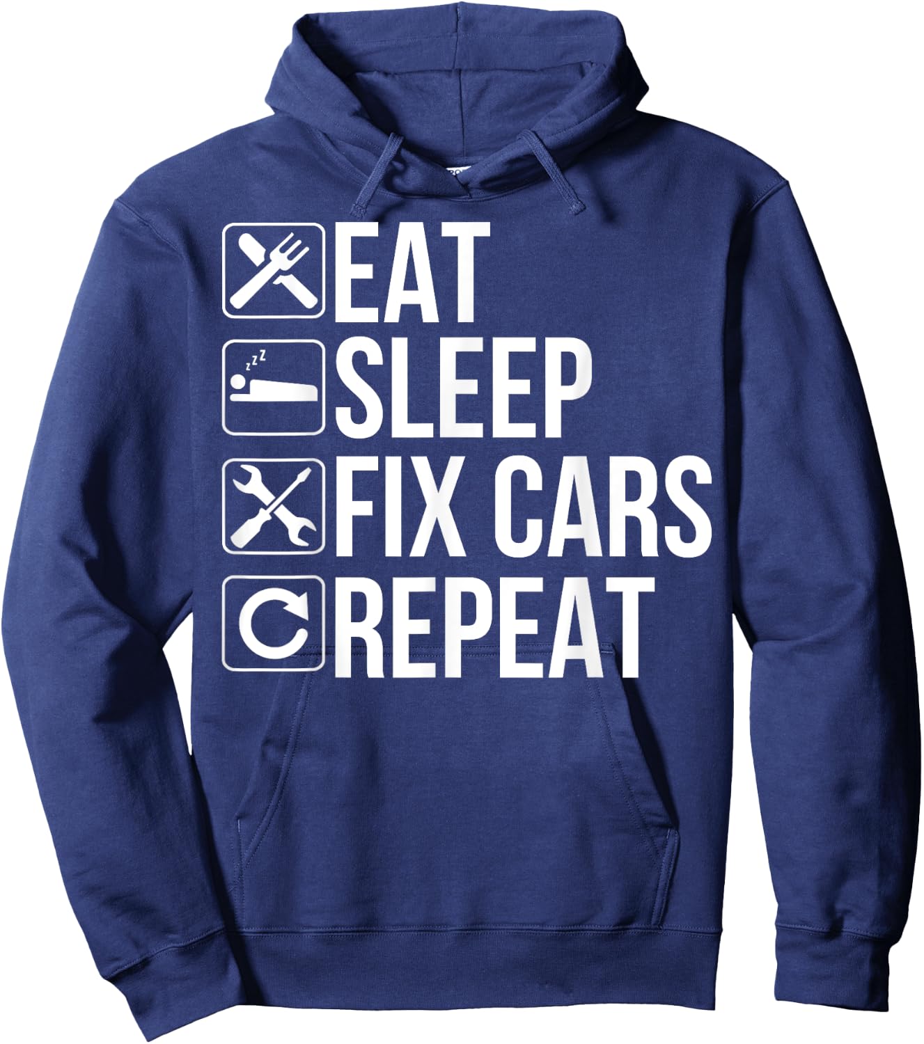 Car Mechanic Funny - Eat Sleep Fix Cars Repeat Hoodie - Hoodie | Navy