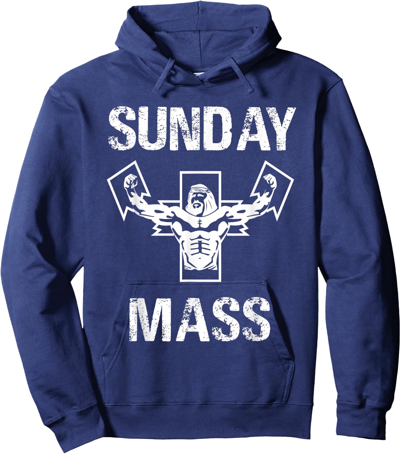 Sunday Mass - Jesus Gym Shirt Hoodie - Hoodie | Navy