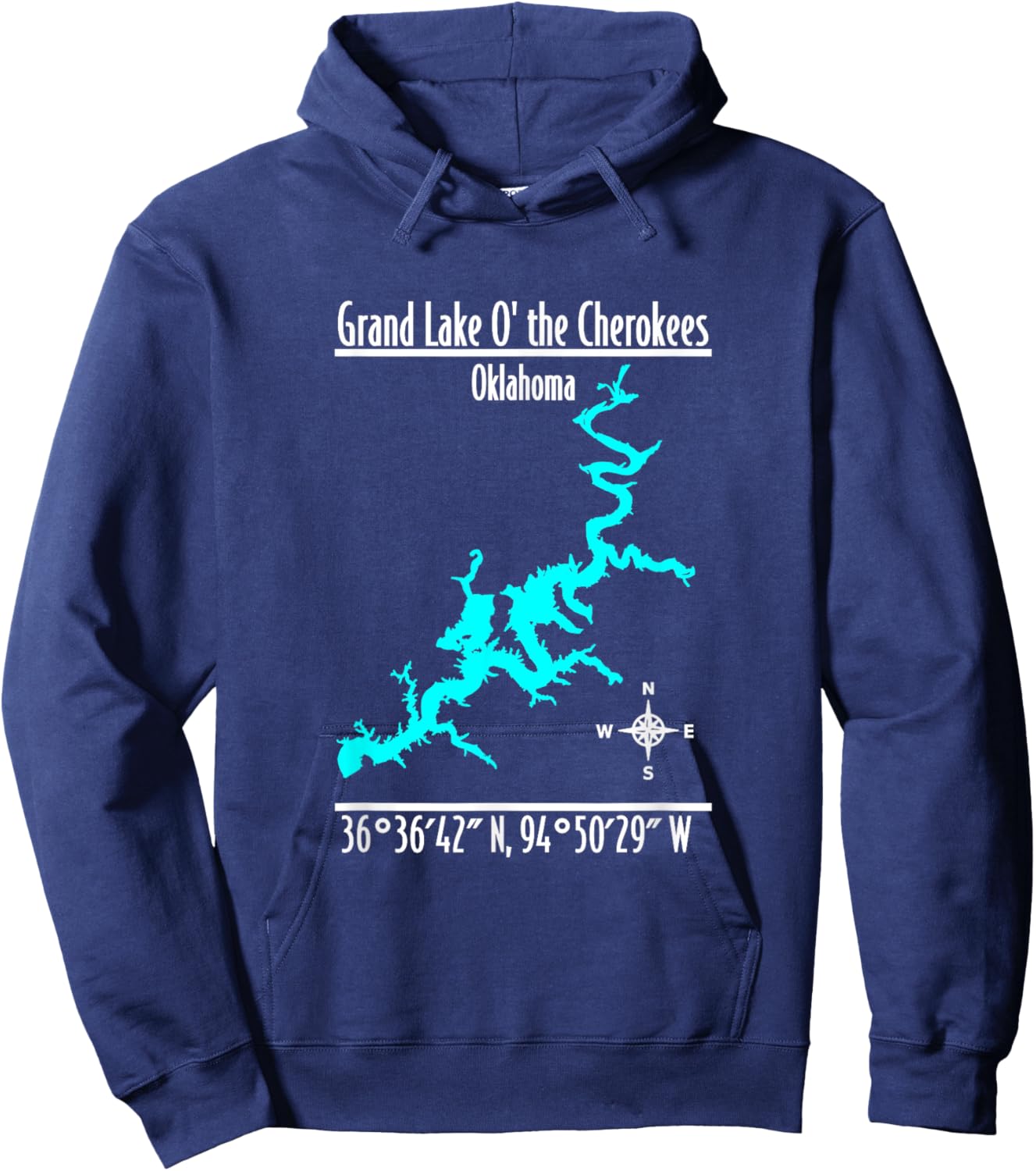 Modern Grand Lake of the Cherokees - Oklahoma Hoodie - Hoodie | Navy