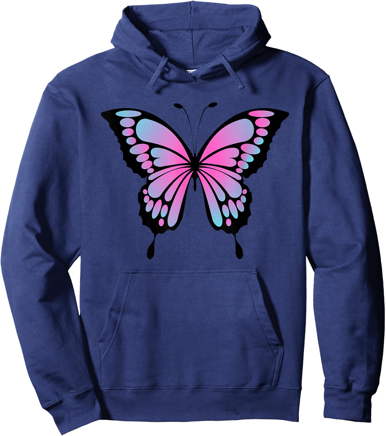 Radiant Pink and Blue Butterfly Hoodie - Hoodie | Navy