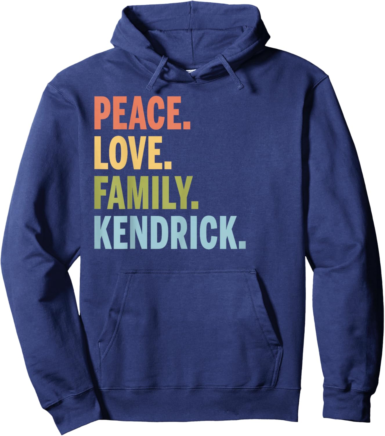 Kendrick Last Name Peace Love Family Matching Hoodie - Hoodie | Navy