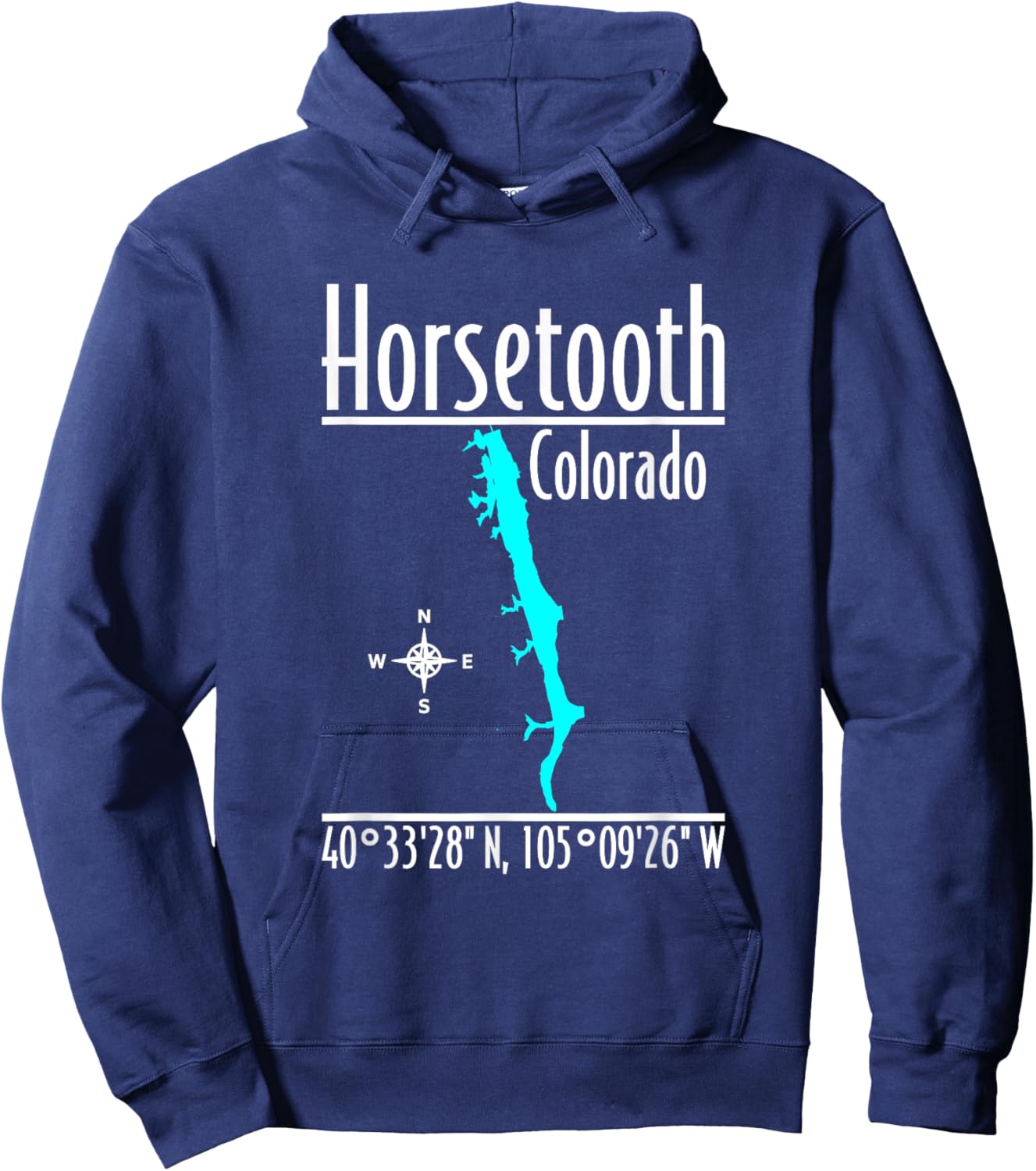 Modern Horsetooth Reservoir - Colorado Hoodie - Hoodie | Navy