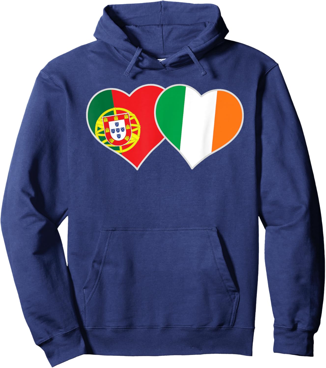 Portuguese Irish Flag Heart Portugal Ireland Hoodie - Hoodie | Navy