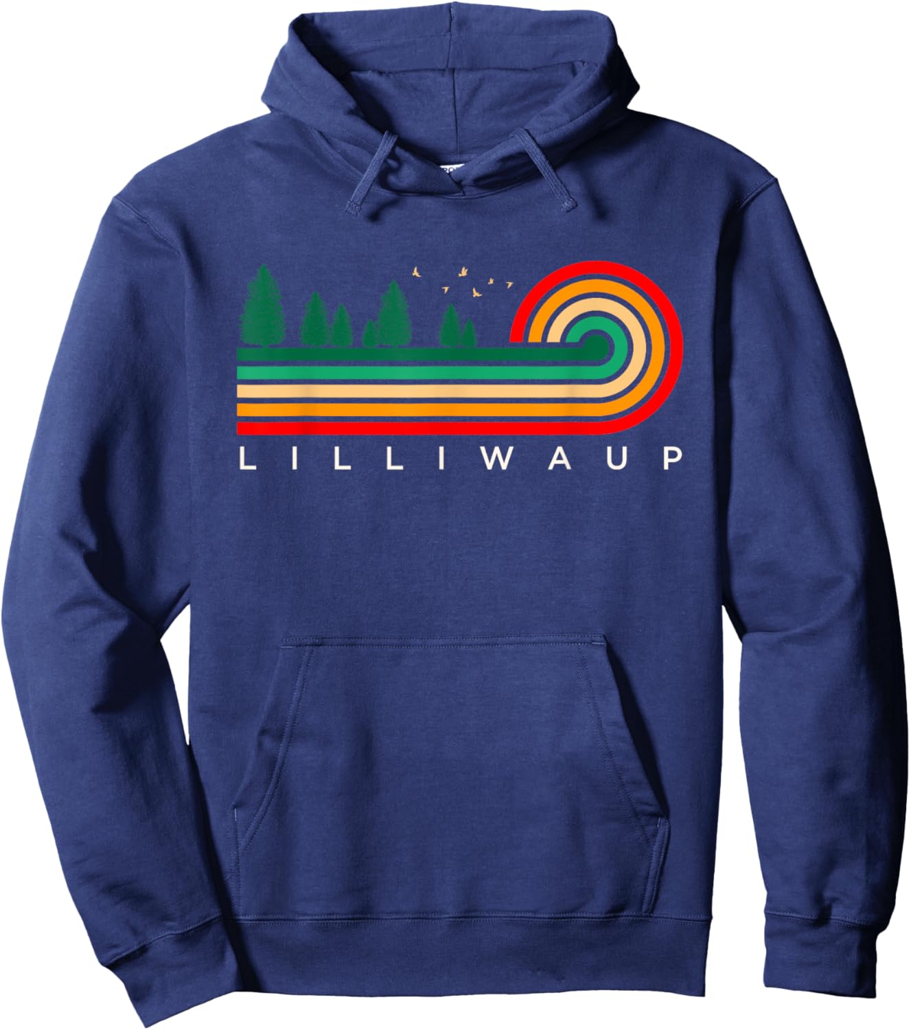 Evergreen Vintage Stripes Lilliwaup, Washington Hoodie - Hoodie | Navy