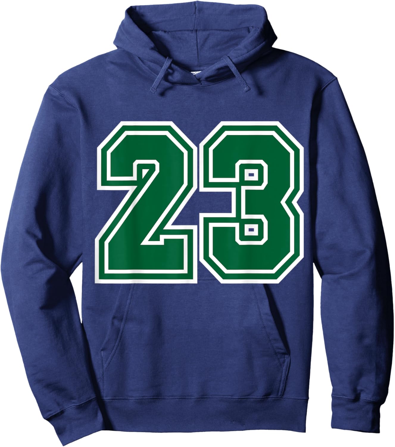 Number #23 White Green Varsity Sports Team Hoodie - Hoodie | Navy