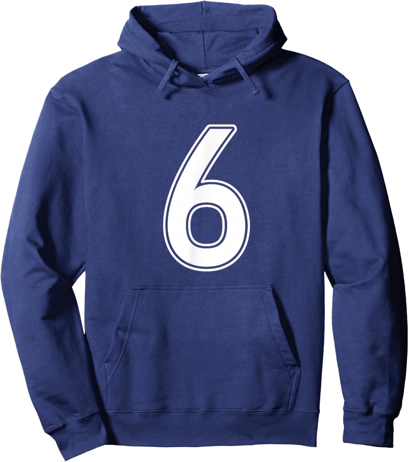 Number 6 White Sports Team Hoodie - Hoodie | Navy