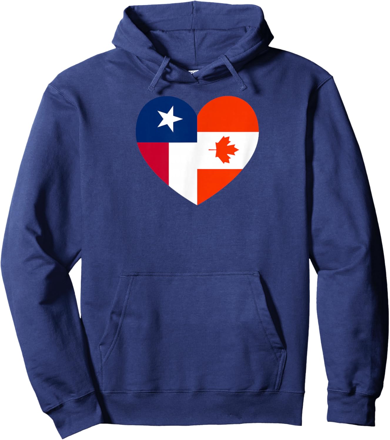 Texas and Canada Flags: Heart Shaped Unity Hoodie - Hoodie | Navy