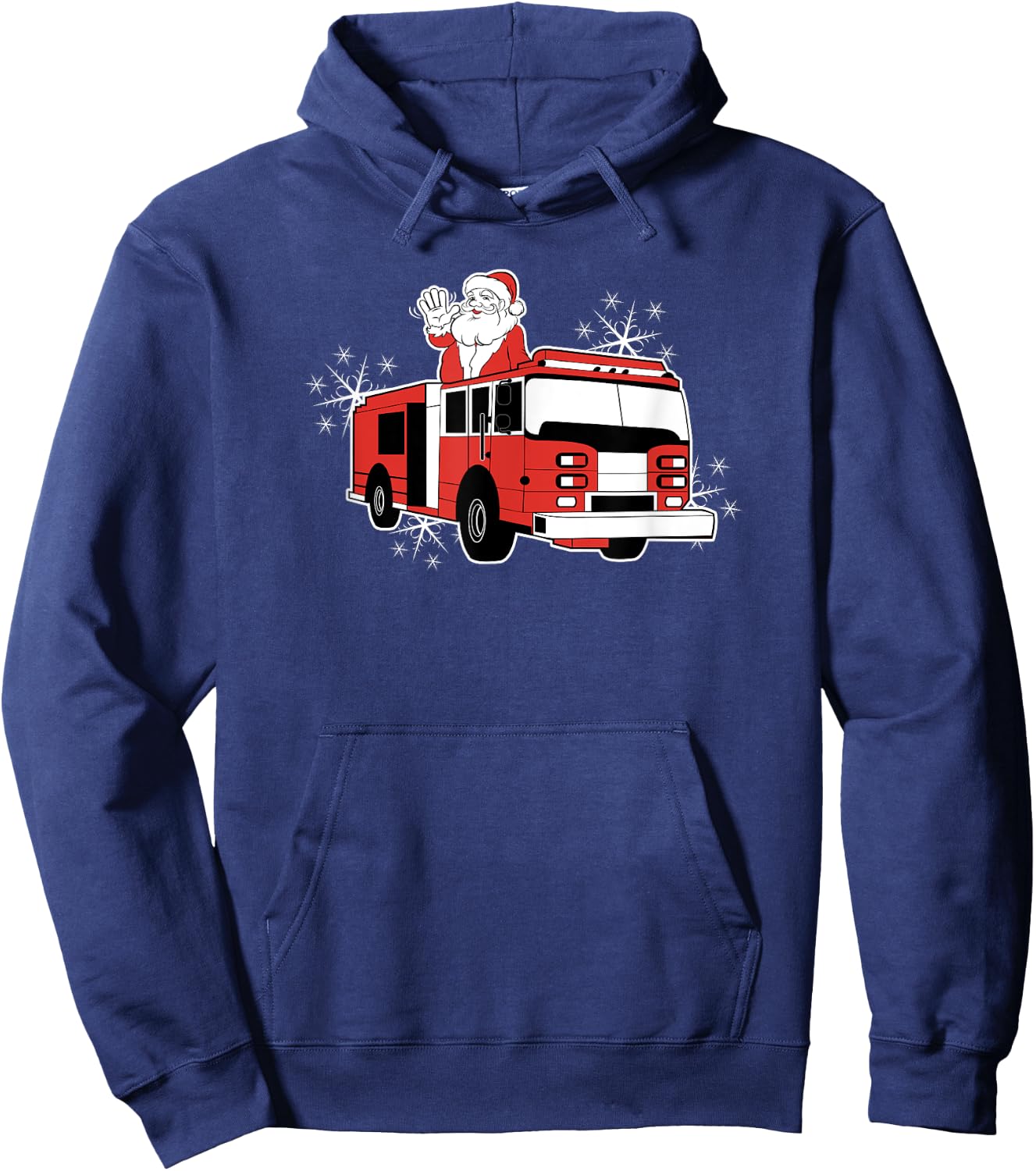 Santa Claus Fire Truck Firefighter Christmas Hoodie - Hoodie | Navy
