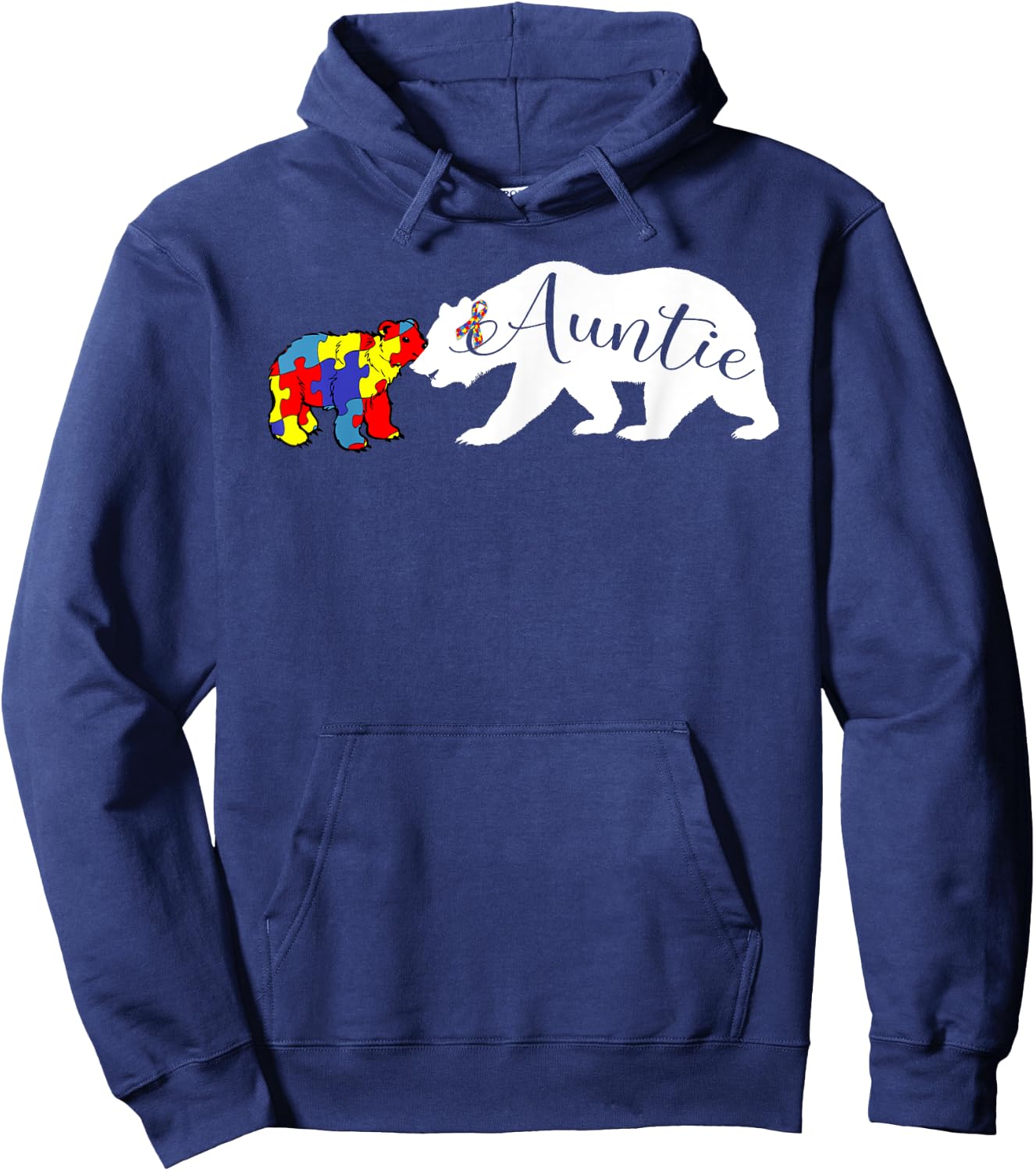 Auntie Bear Autism Awareness Aunt Women Gift Hoodie - Hoodie | Navy