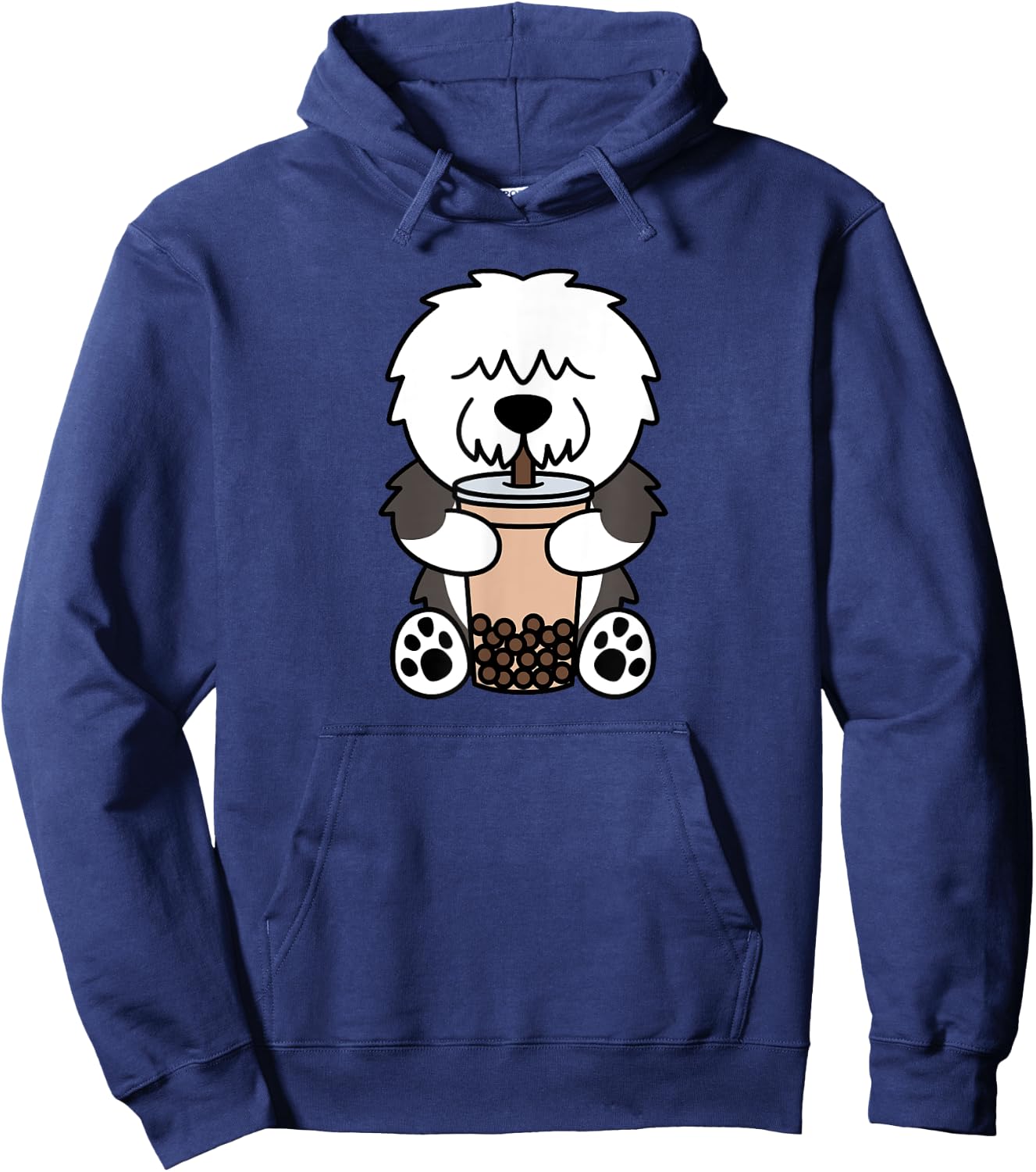 Boba Bubble Milk Tea Old English Sheepdog Dog Hoodie - Hoodie | Navy