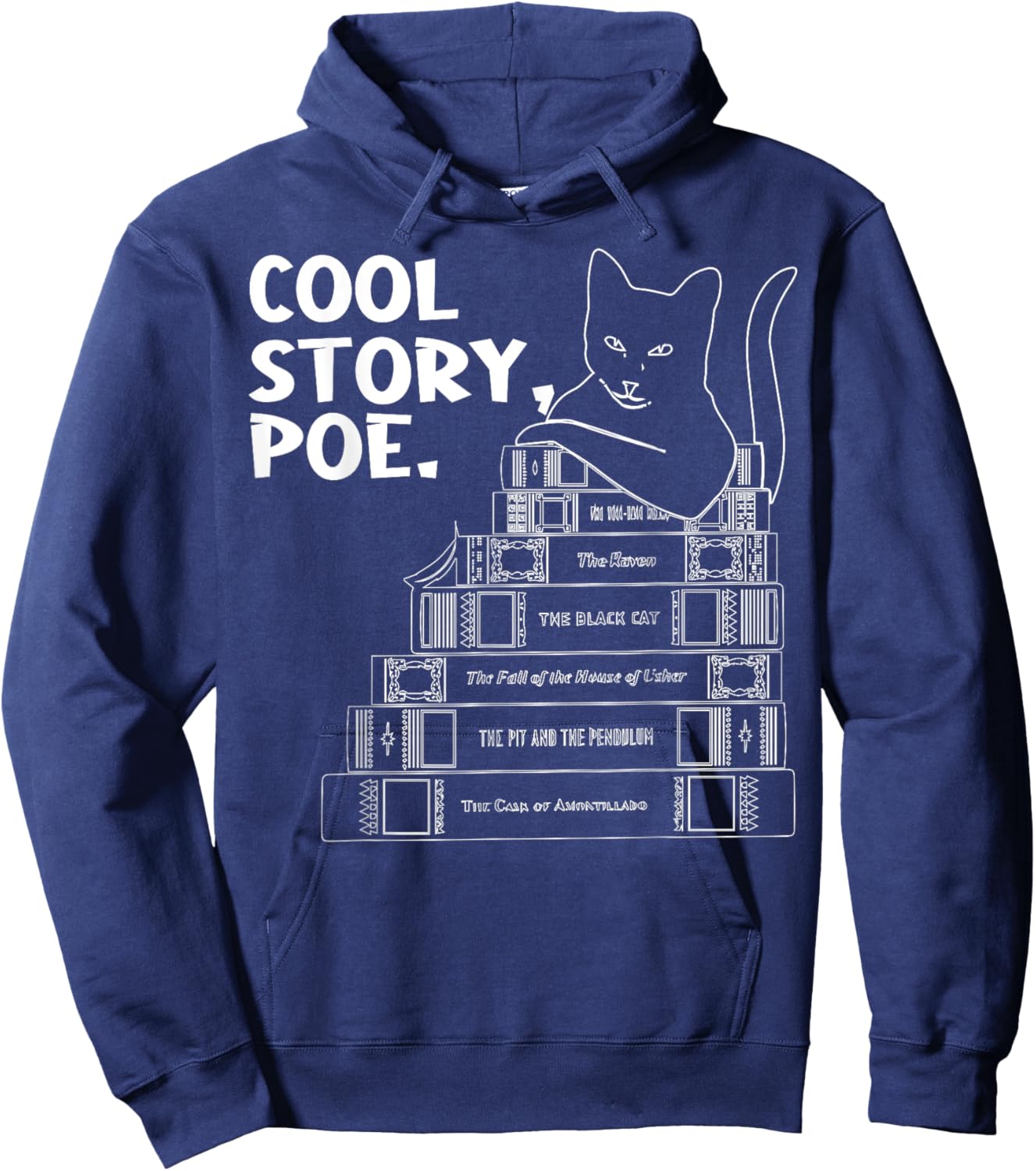 Cool Story Poe Black Cat Edgar Allan Poe Hoodie - Hoodie | Navy