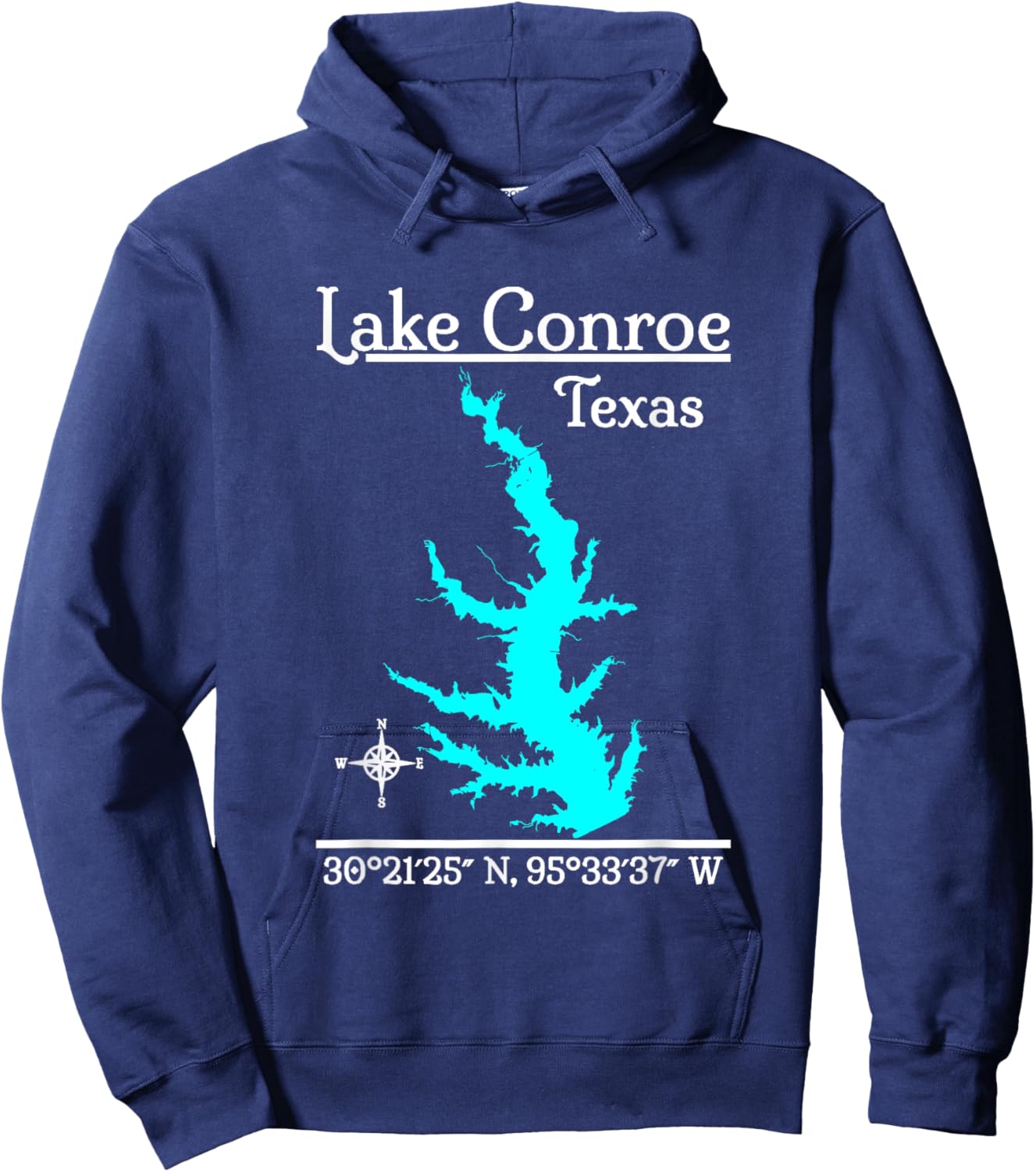 Lake Conroe, Texas Hoodie - Hoodie | Navy