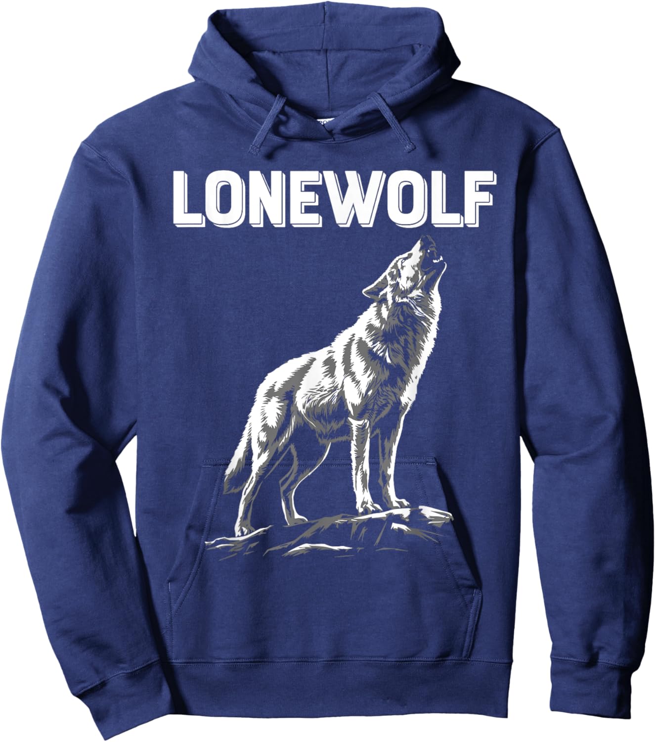 Alpha Lone Wolf Pack Member Wildlife Howling Hoodie - Hoodie | Navy