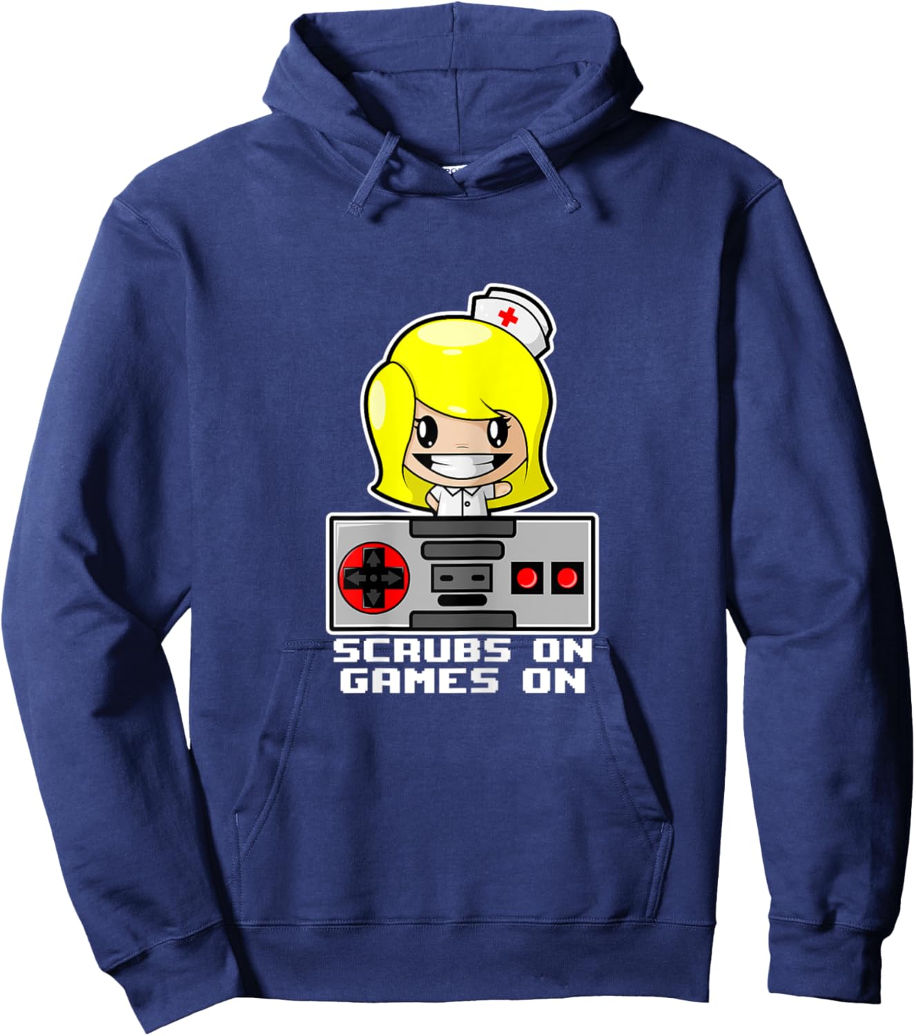 Scrubs On Gaming Shirt Nurse Shirts Funny Gamer Hoodie - Hoodie | Navy