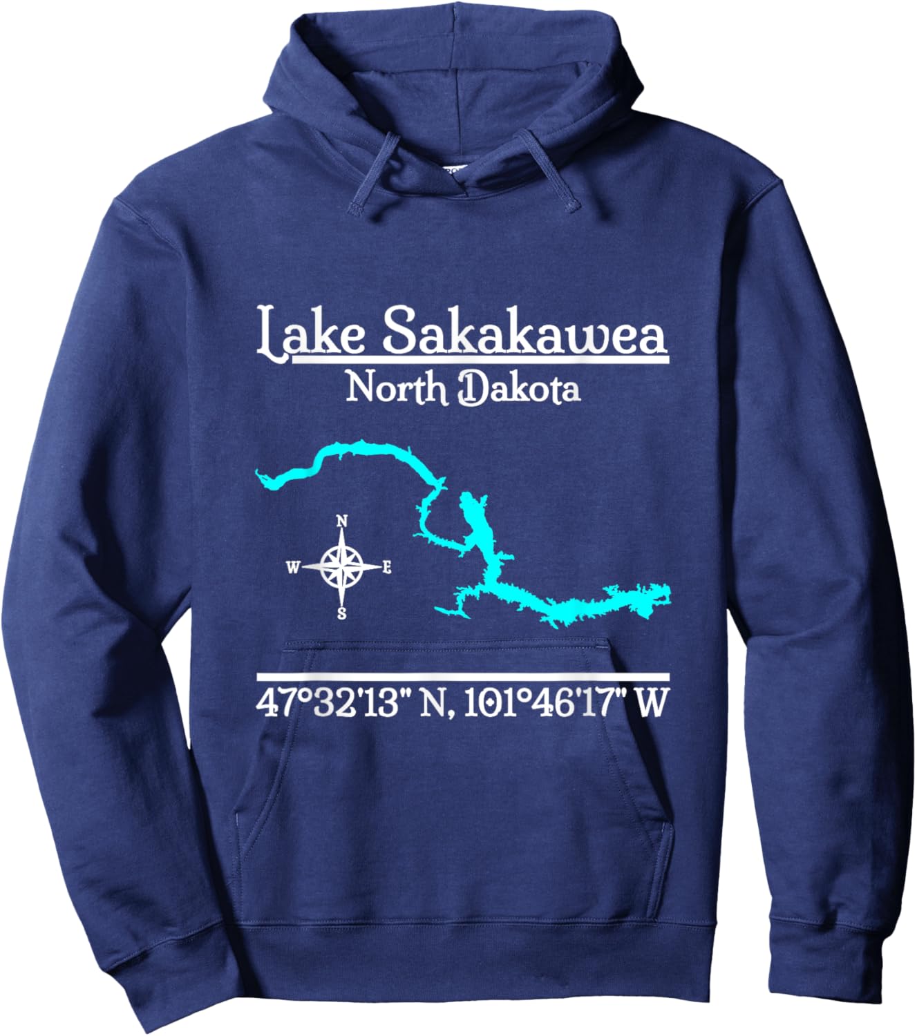 Lake Sakakawea - North Dakota Hoodie - Hoodie | Navy