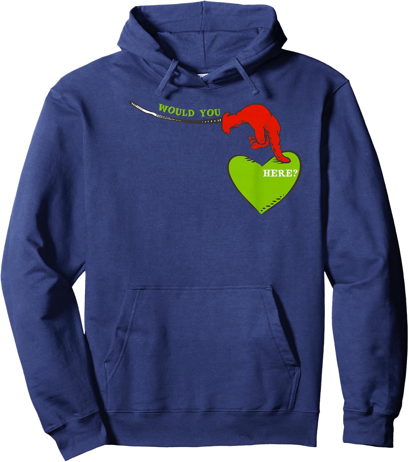 Dr. Seuss Green Eggs and Ham “Would You Here?” Hoodie - Hoodie | Navy