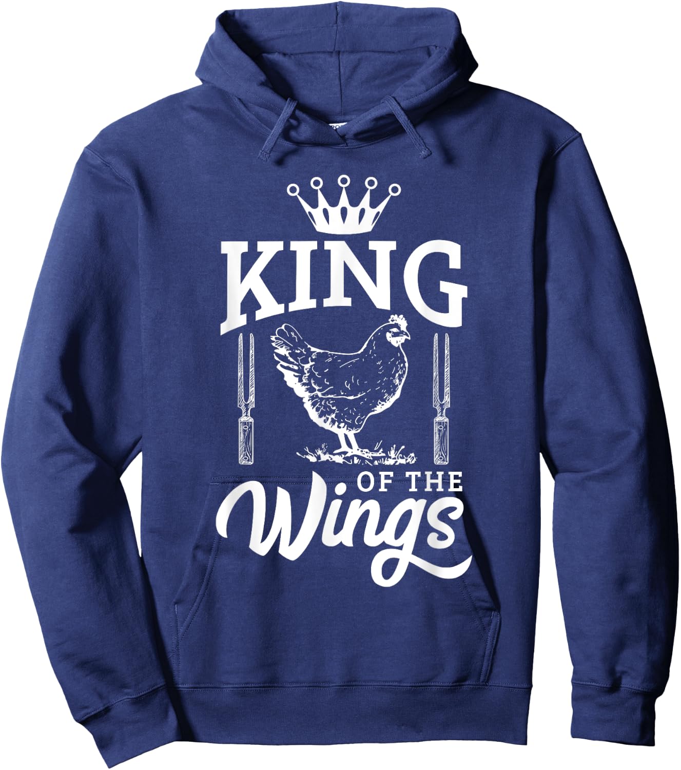 King of the Wings Funny Chicken BBQ Barbecue Hoodie - Hoodie | Navy