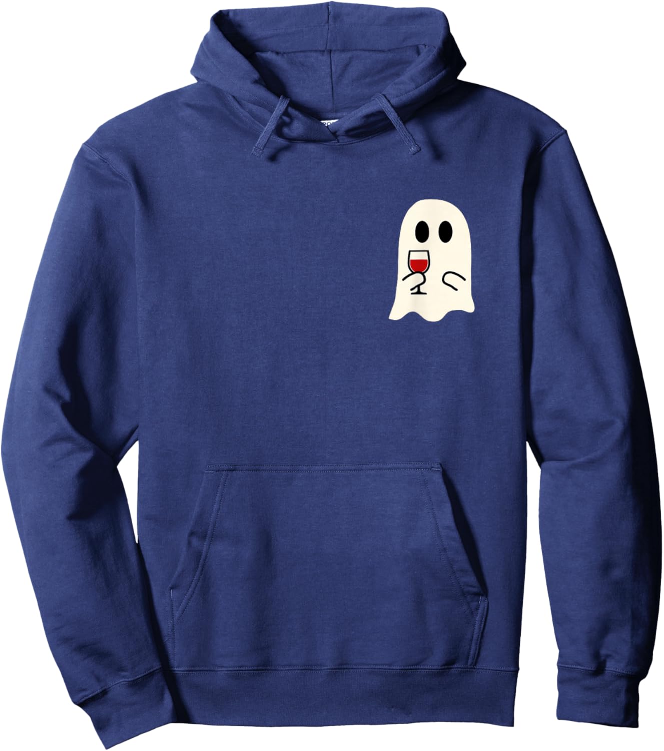 Cute Little Ghost Red Wine Glass Halloween Hoodie - Hoodie | Navy