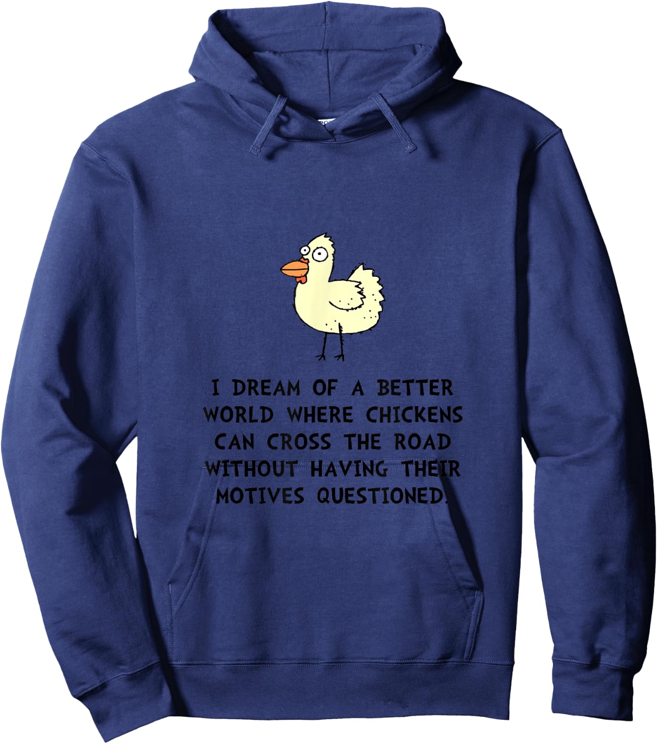 Chicken Cross Road Motives Funny Hoodie - Hoodie | Navy
