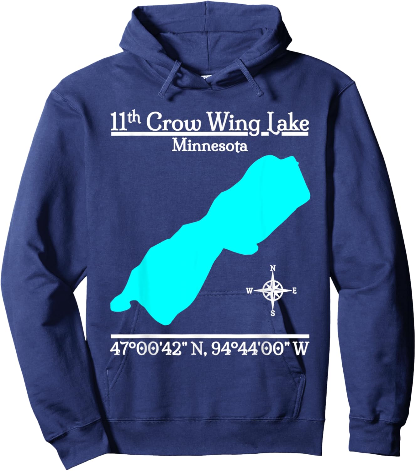 Eleventh Crow Wing Lake - Minnesota Hoodie - Hoodie | Navy