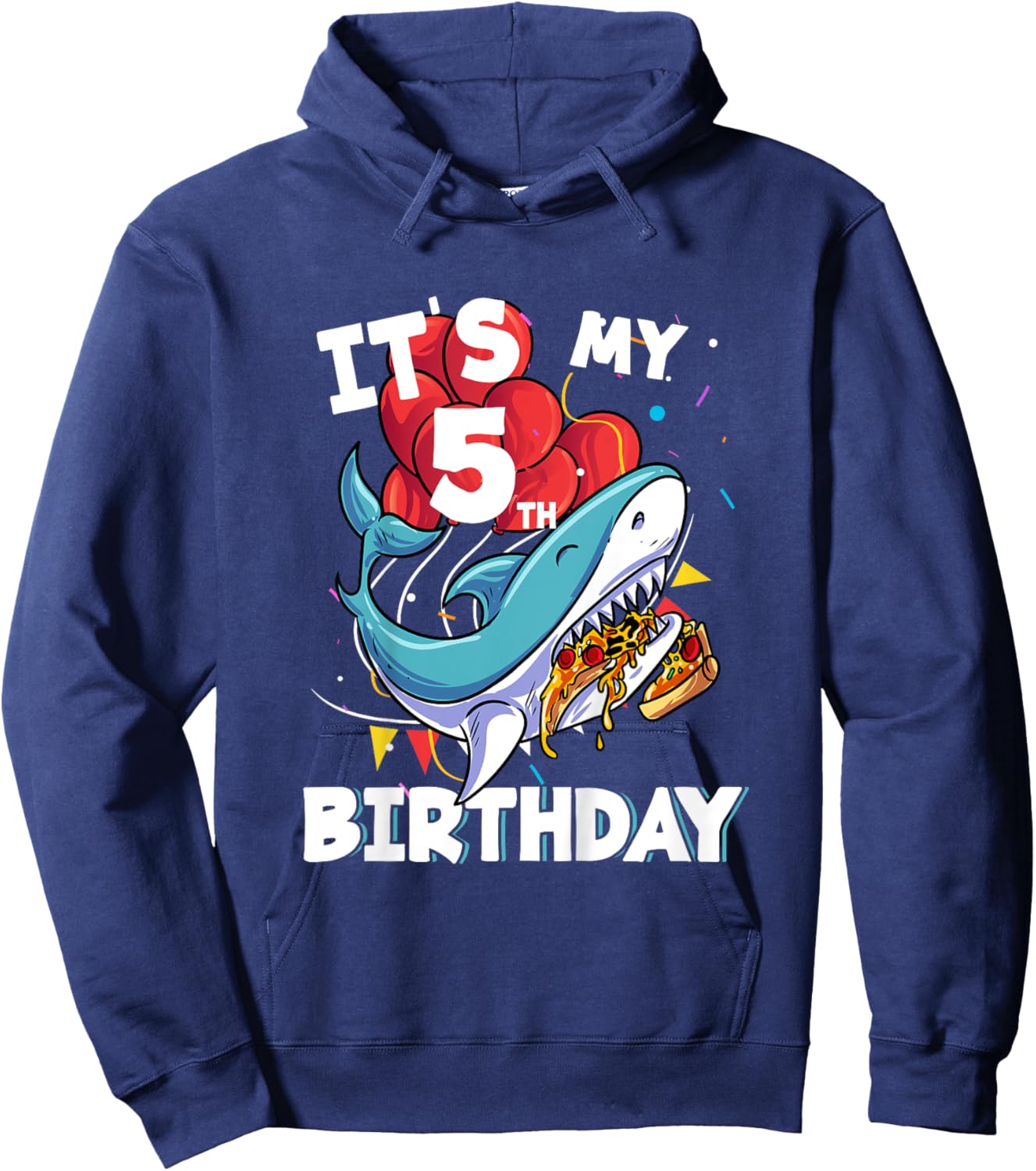 It's my 5th Birthday 5 Year Old Shark Birthday Hoodie - Hoodie | Navy