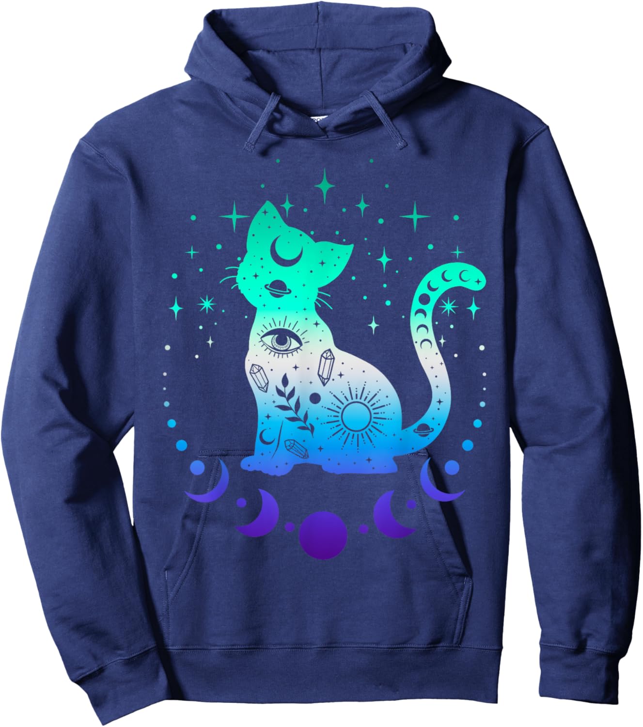 New Blue Gay Male MLM Pride Flag, Astrology Cat Hoodie - Hoodie | Navy