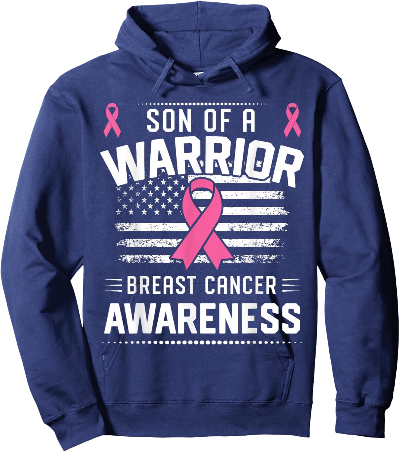 Son Of A Warrior Breast Cancer Awareness Son Hoodie - Hoodie | Navy