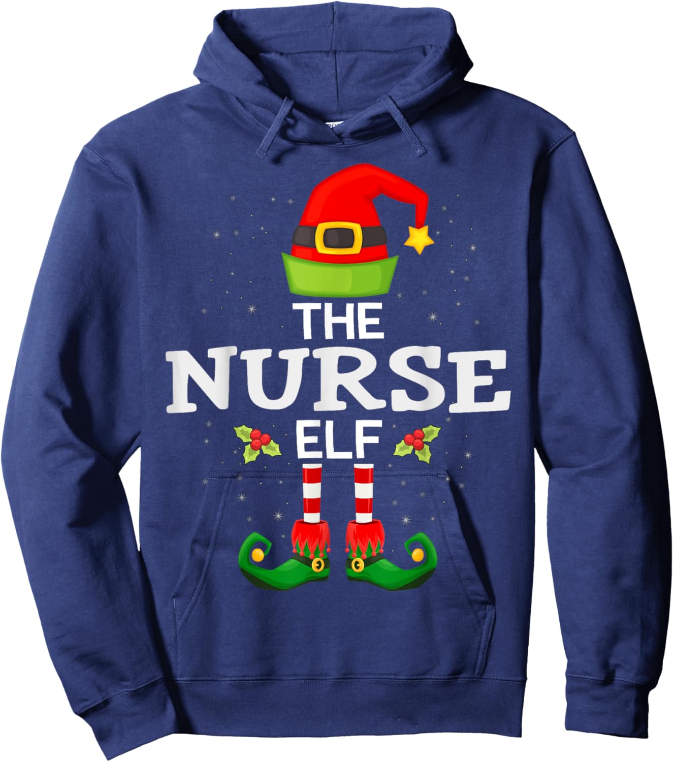 The Nurse Elf Christmas Family Matching Pajama Hoodie - Hoodie | Navy