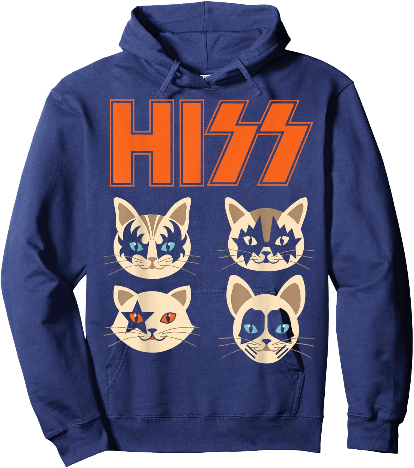 Hiss Funny Cats Kittens Rock Rockin Hoodie - Hoodie | Navy