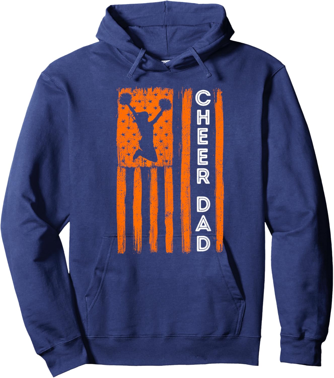 Cheer Dad Orange Cheerleading Flag Hoodie - Hoodie | Navy