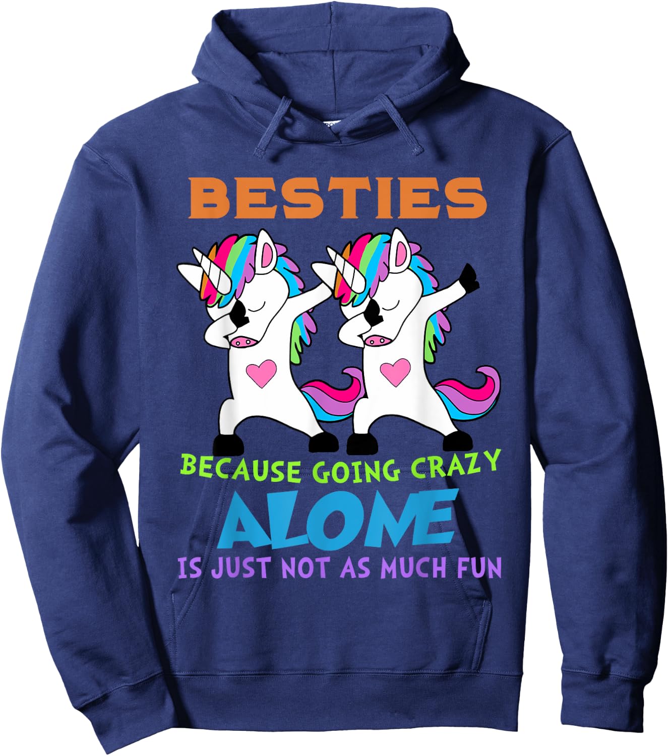 Cute Unicorn Besties Best Friends for Ever Hoodie - Hoodie | Navy