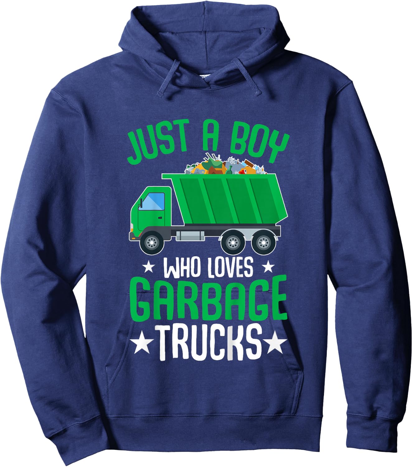 Kids Just A Boy Who Loves Garbage Trucks Hoodie - Hoodie | Navy