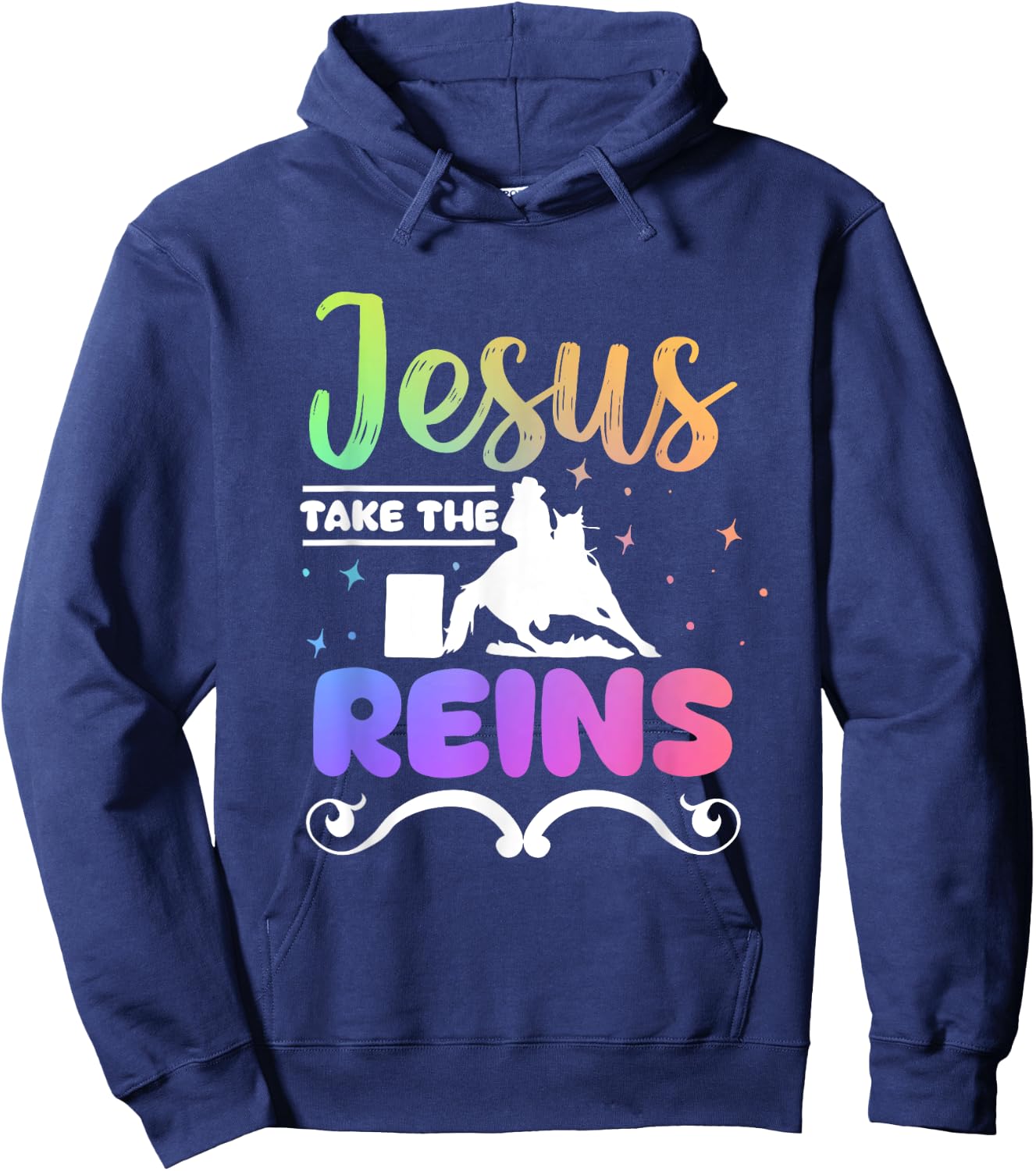 Horse Barrel Racing Jesus take the Reins Hoodie - Hoodie | Navy