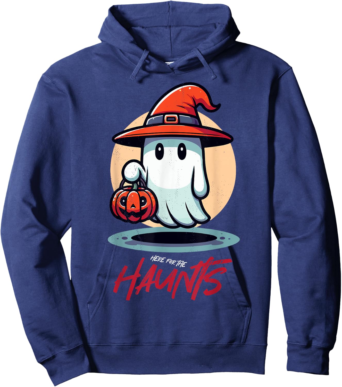 Halloween ghost. Here for the Haunts. Hoodie - Hoodie | Navy