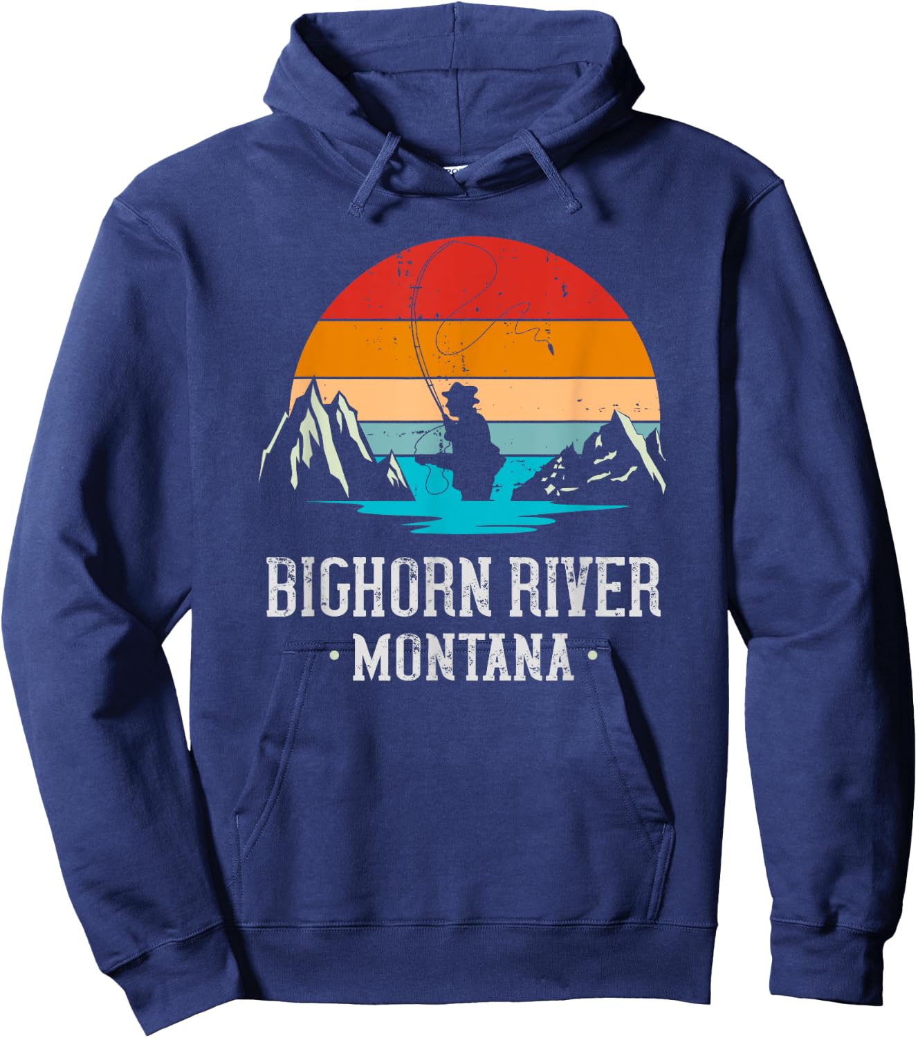 Fly Fishing Bighorn River Montana Hoodie - Hoodie | Navy