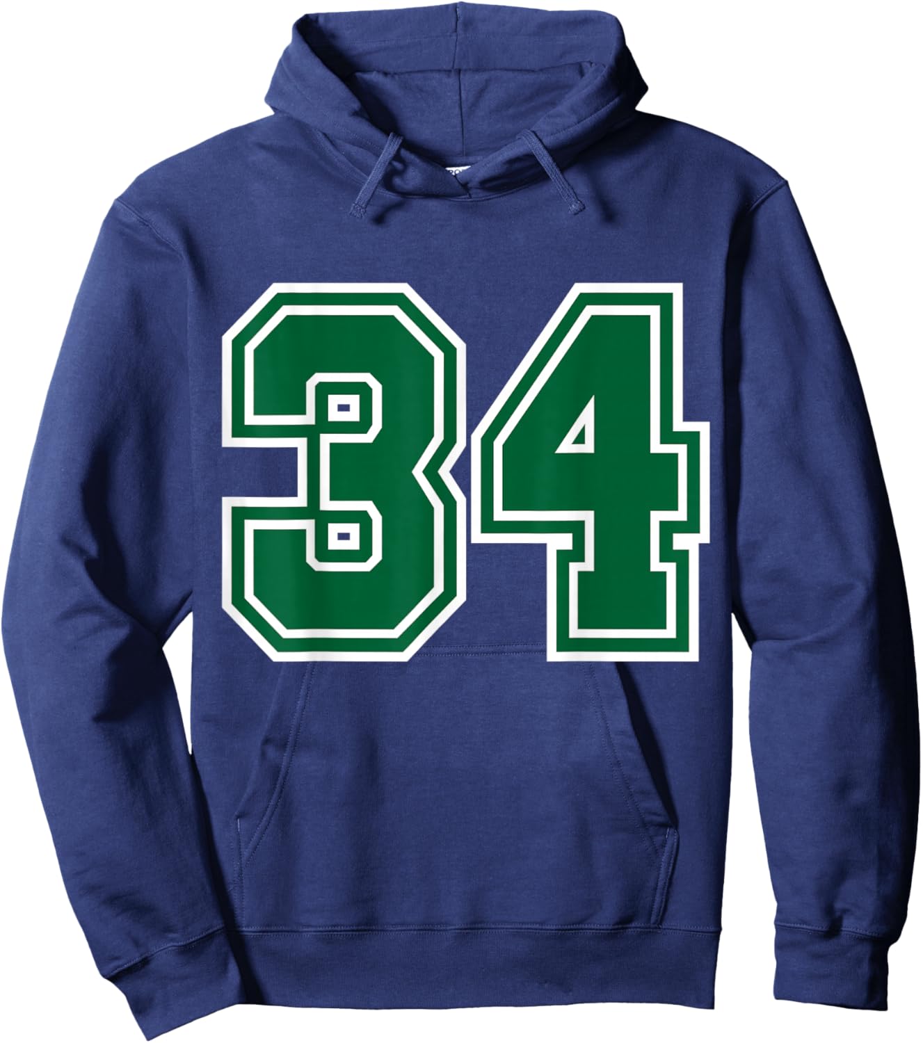 Green Sports Team Number #34 Hoodie - Hoodie | Navy