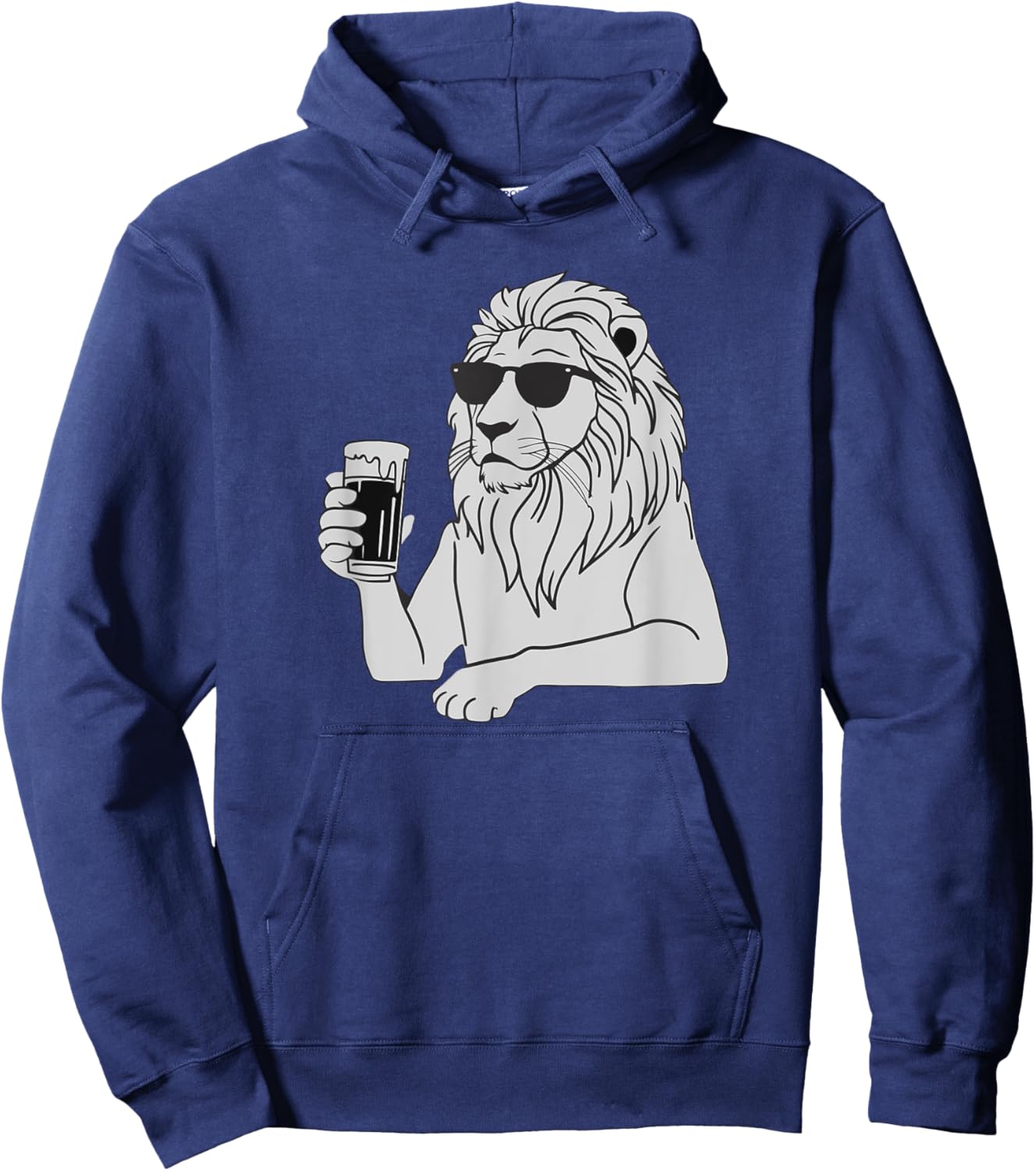 Cool Sunglasses Lion Drinking Beer Lions Hoodie - Hoodie | Navy