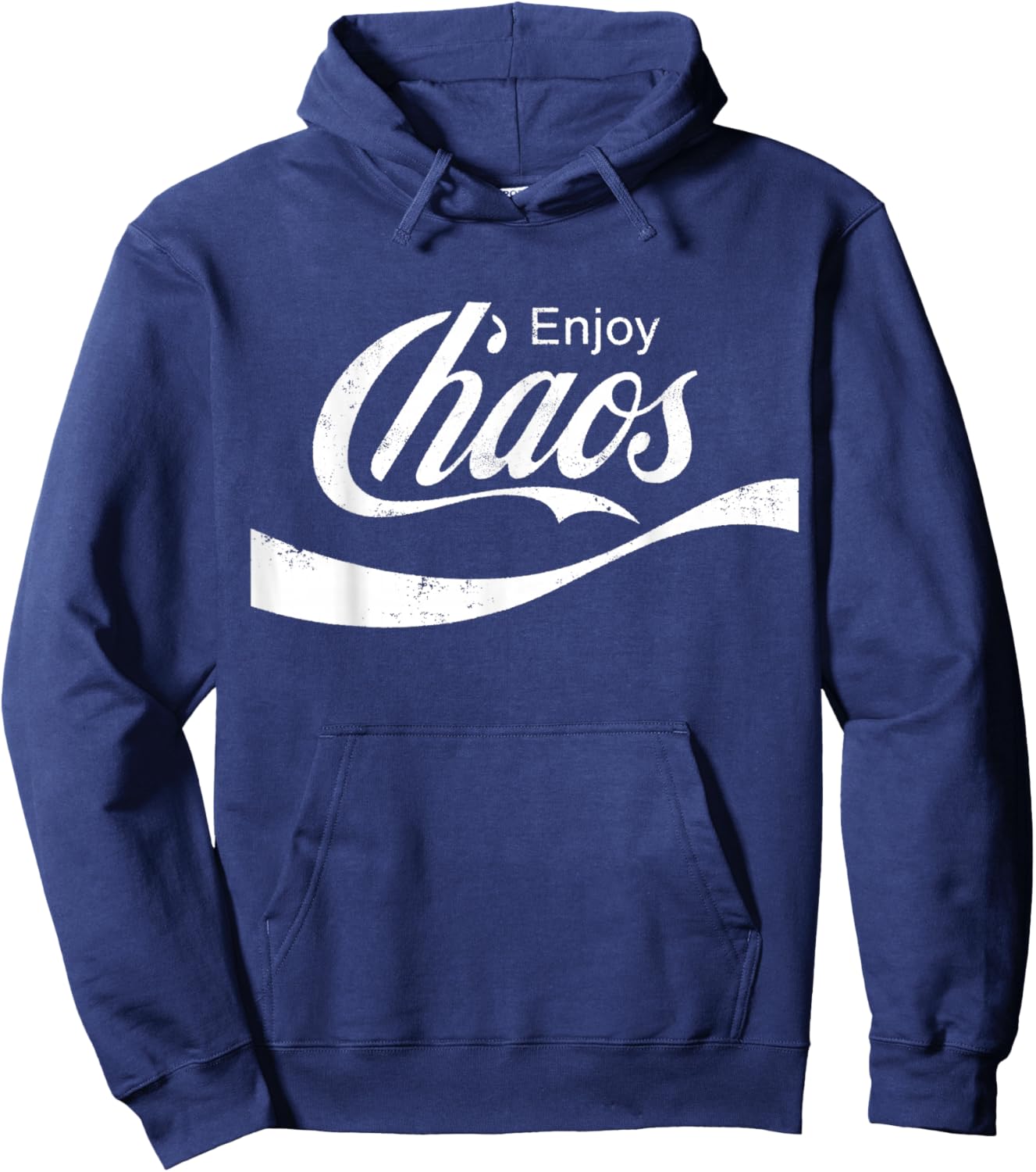 Enjoy Chaos funny sarcastic logo parody grunge Hoodie - Hoodie | Navy