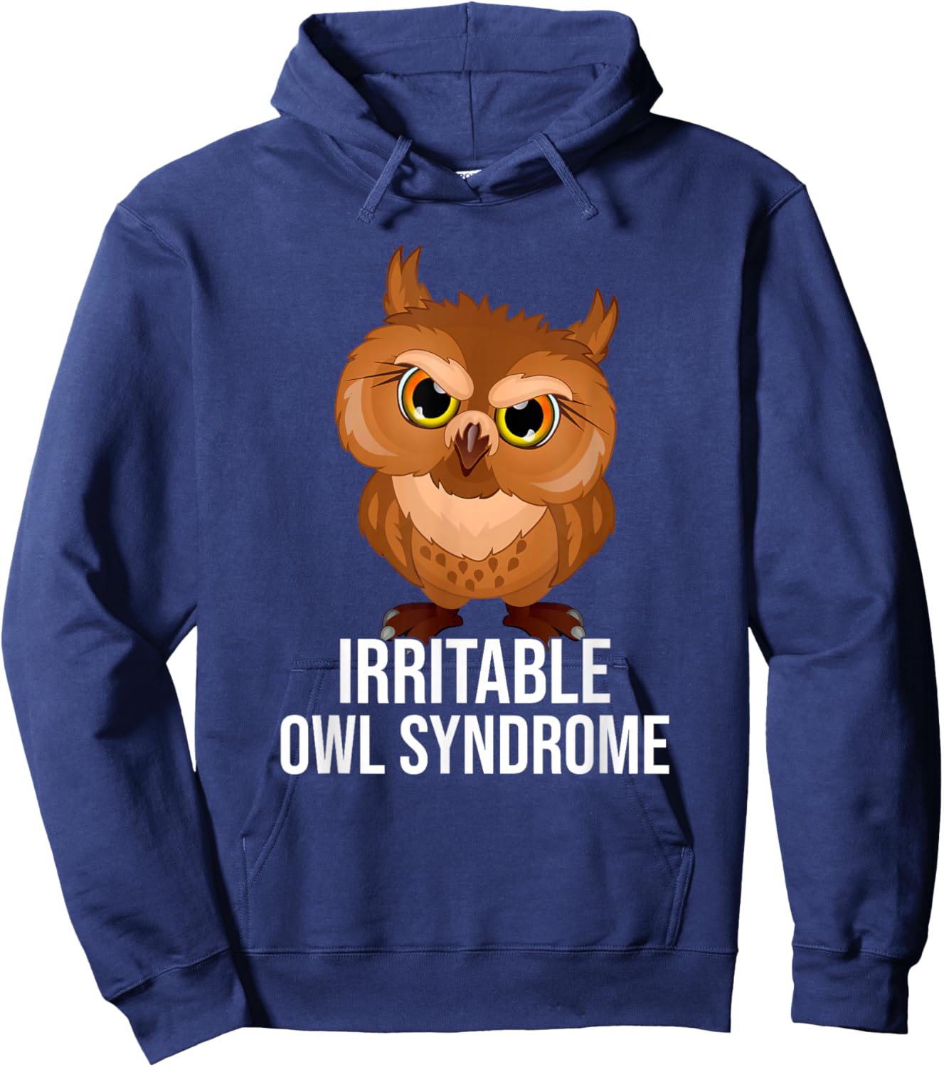 Irritable Owl Syndrome, Funny Owl Pun Hoodie - Hoodie | Navy