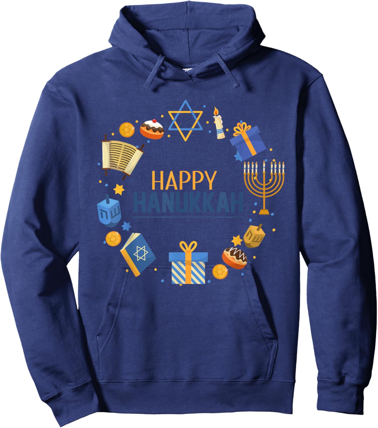 Happy Hanukkah Hoodie - Hoodie | Navy