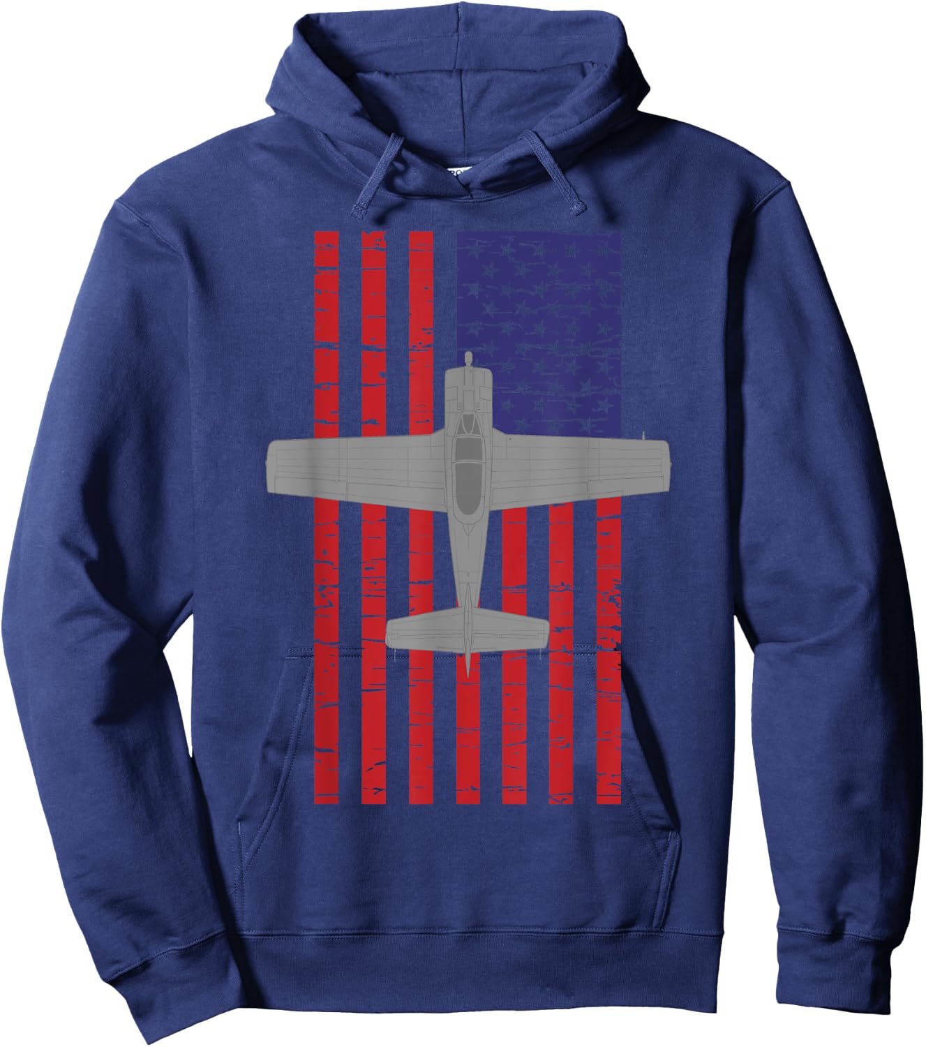 T-28 Trojan Pilot American Flag Plane Hoodie - Hoodie | Navy