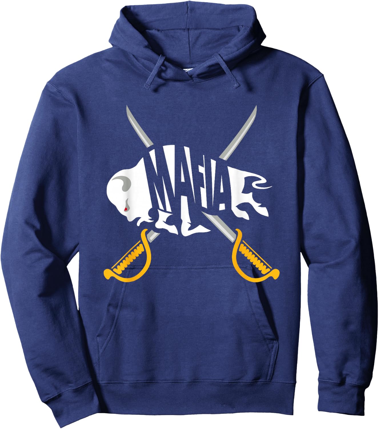 WNY Pride - Gray White Yellow Buffalo Small Hoodie - Hoodie | Navy