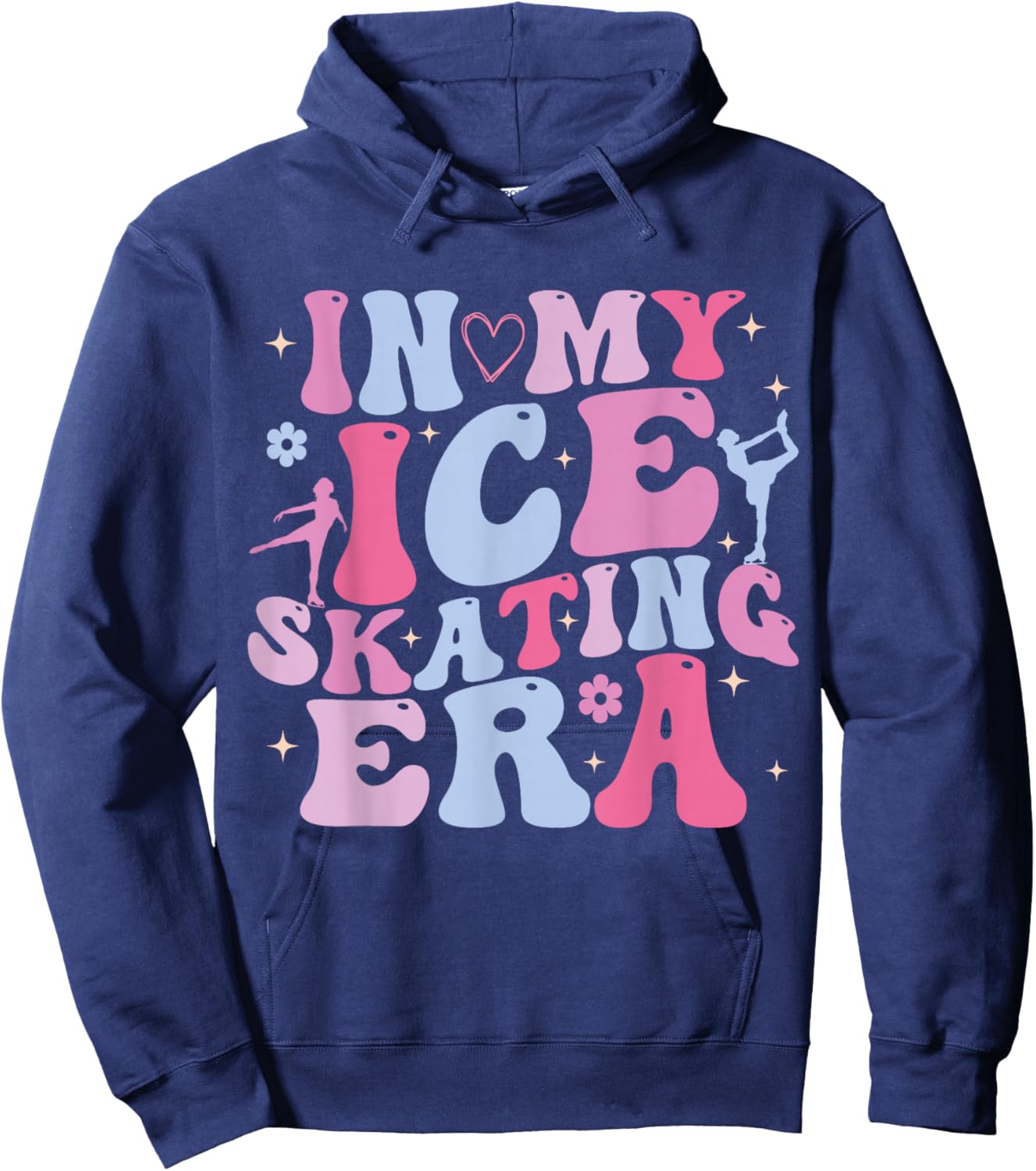 In My Ice Skating Era Groovy Funny Ice Skater Hoodie - Hoodie | Navy