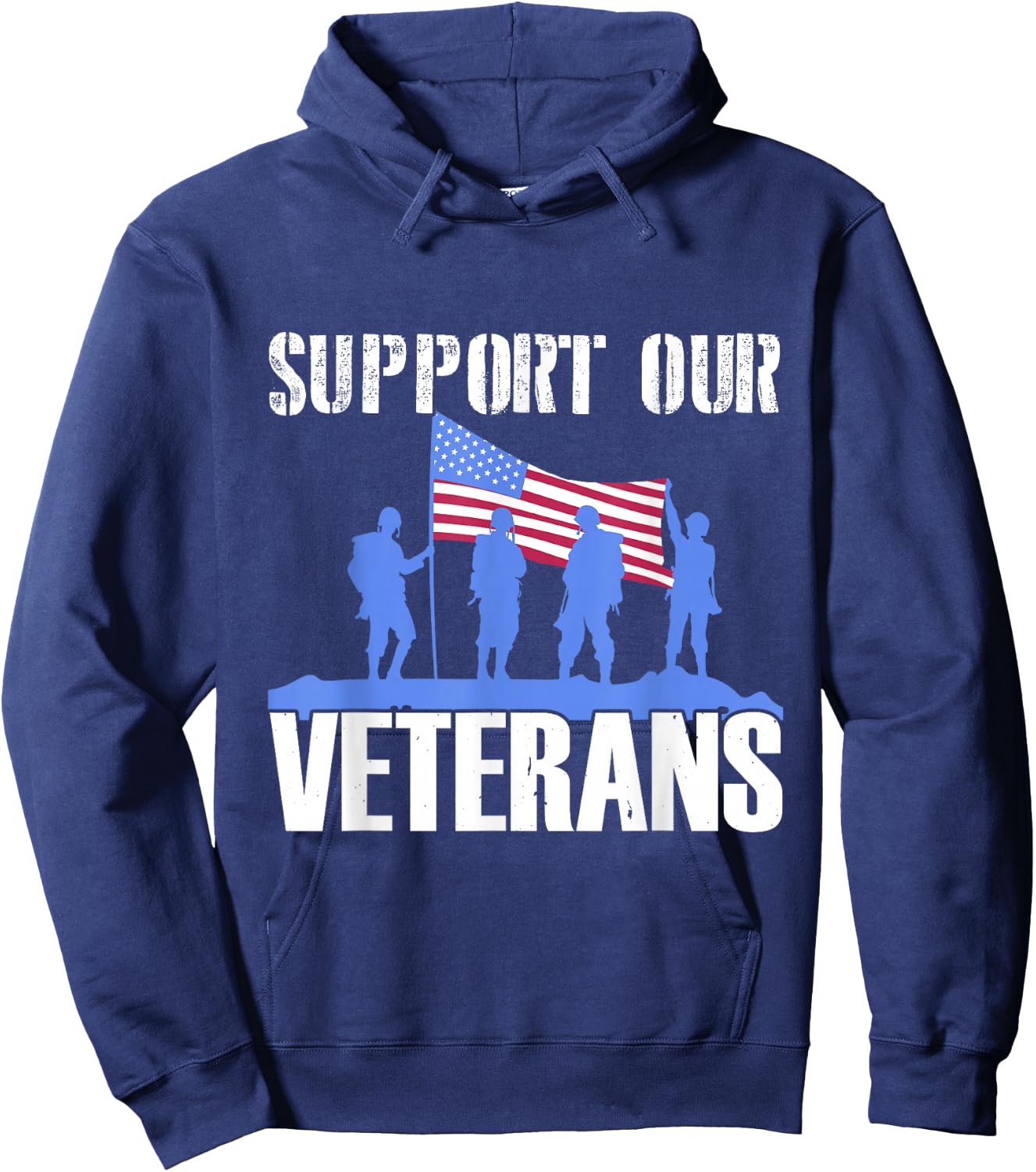 American Flag Support our Veterans Hoodie - Hoodie | Navy