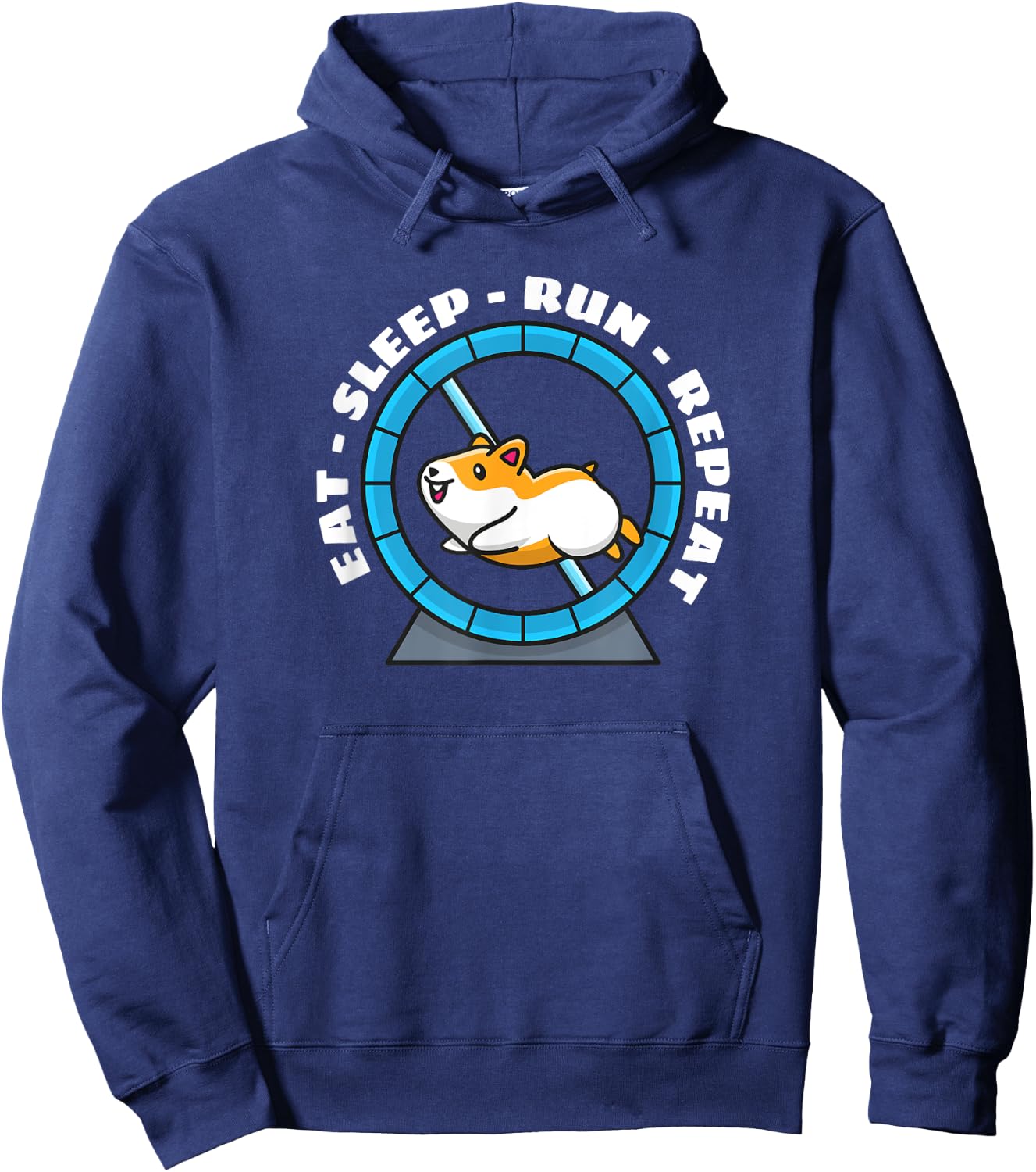 Eat Sleep Run Repeat Hamster Running Wheel Hoodie - Hoodie | Navy