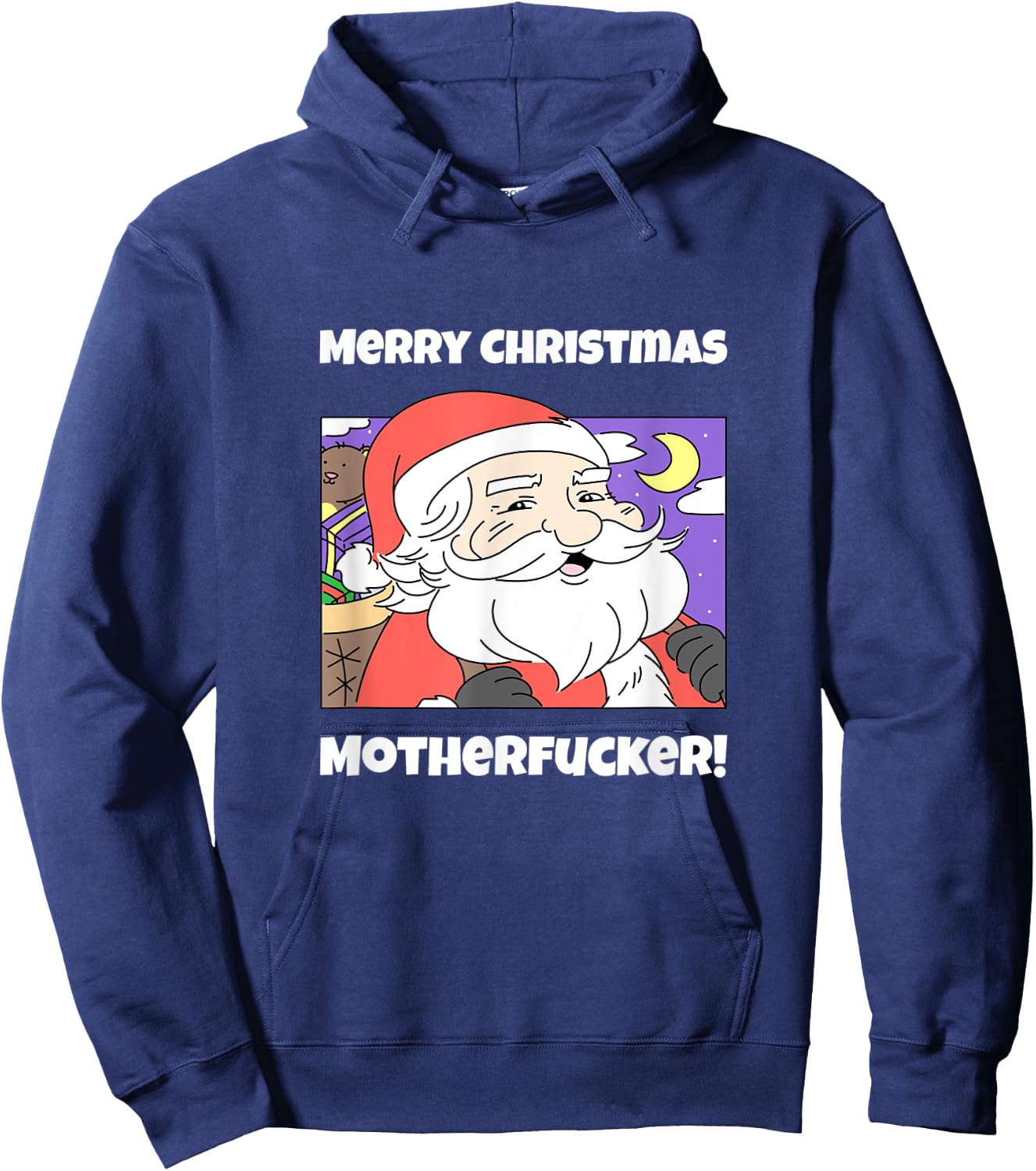 Merry Christmas Motherfucker Funny Santa Claus Hoodie - Hoodie | Navy