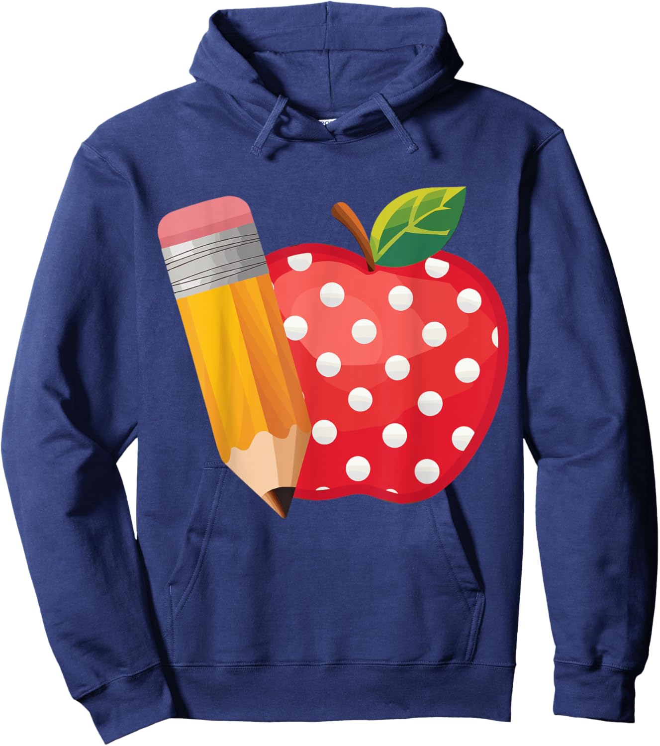 Back to School Pencil and Apple Teacher Student Hoodie - Hoodie | Navy