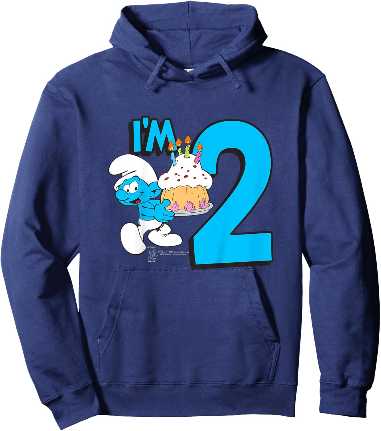 Kids The Smurfs Birthday I'm 2 Hoodie - Hoodie | Navy