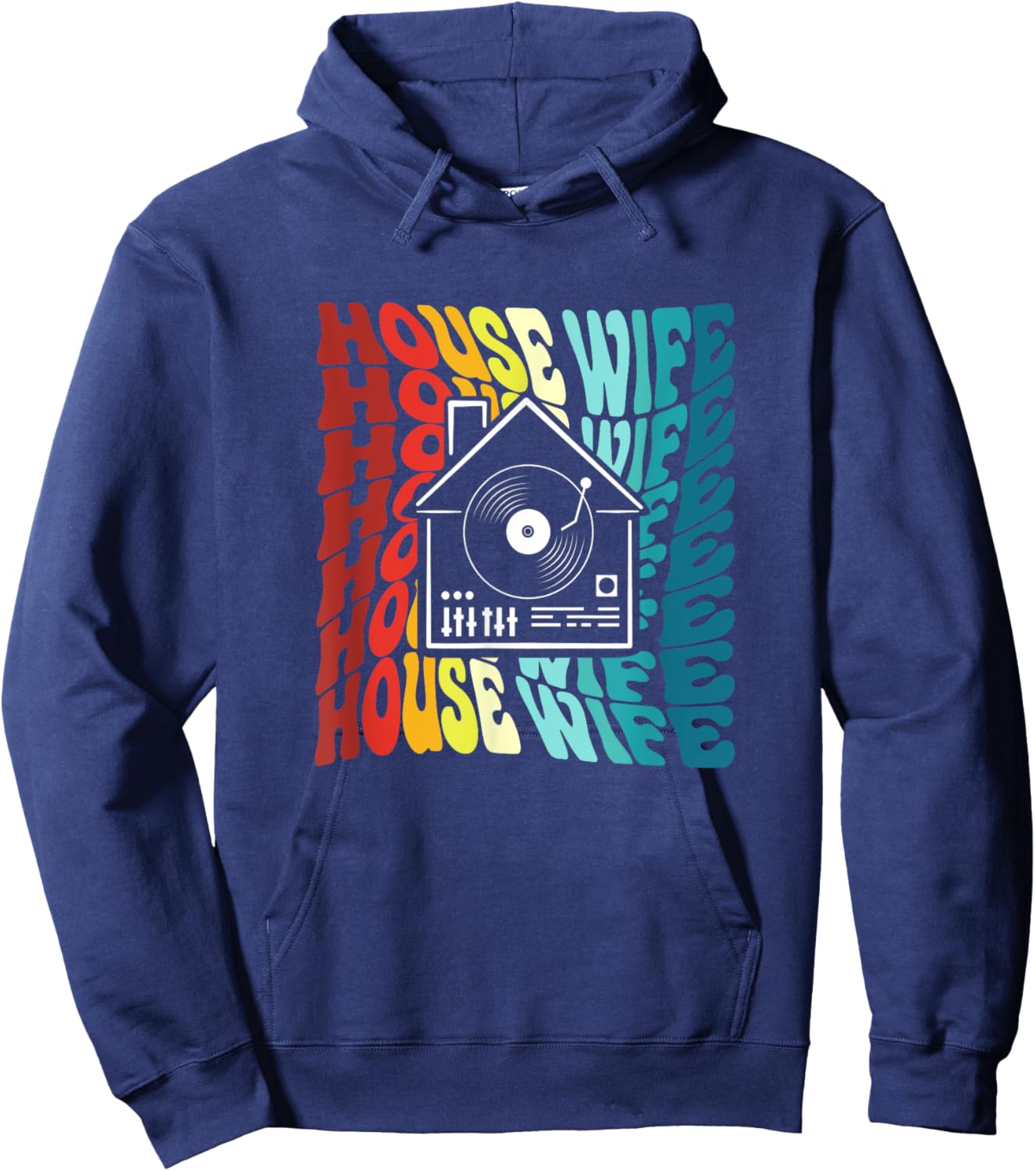 Retro House Wife Techno Rave Music Party Edm Dj Hoodie - Hoodie | Navy